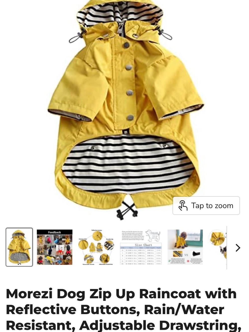 Yellow Dog Raincoat with Hood - Water-Resistant Pet Jacket